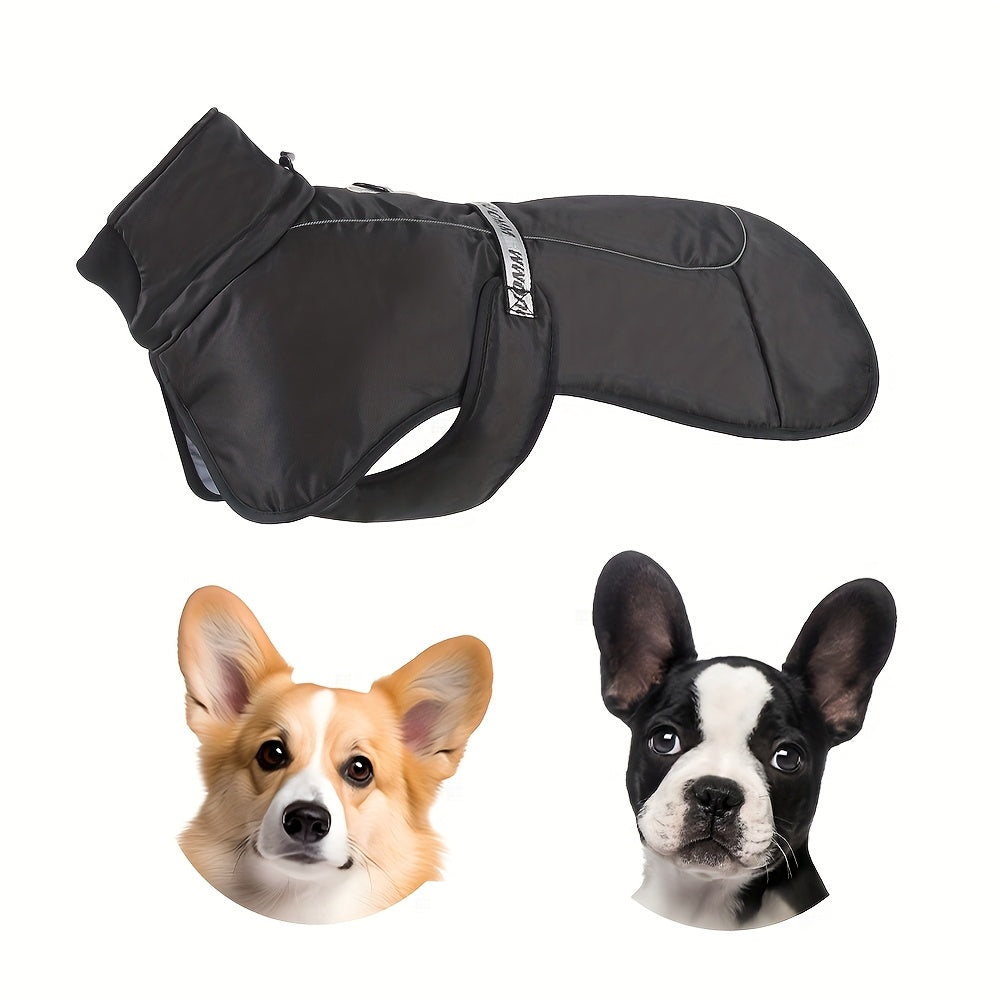 Waterproof Windproof Dog Jacket with Fleece Lining for Small to Large Breeds