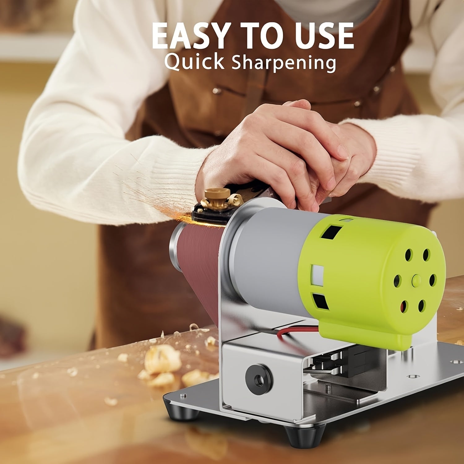 Mini Electric Belt Sander 7-Speed Control Stainless Steel Polishing Grinding Kit