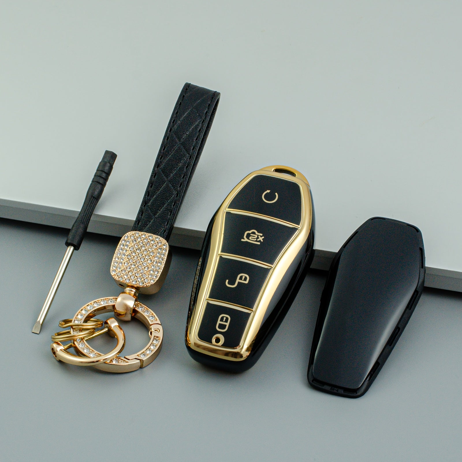 Universal TPU Key Fob Cover With Keychain for EV Car Remote