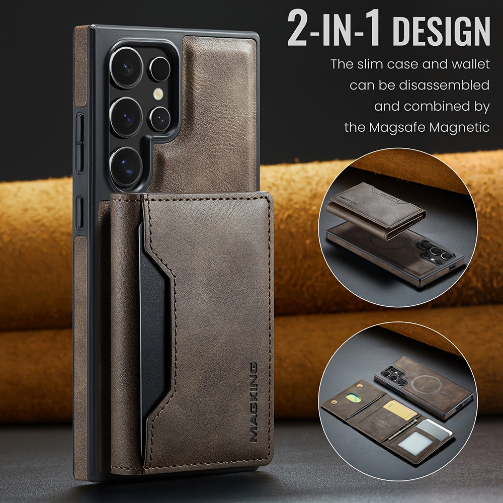 Magnetic RFID Wallet Case for Samsung Phones with Card Slots Shockproof and Wireless Charging Compatibility