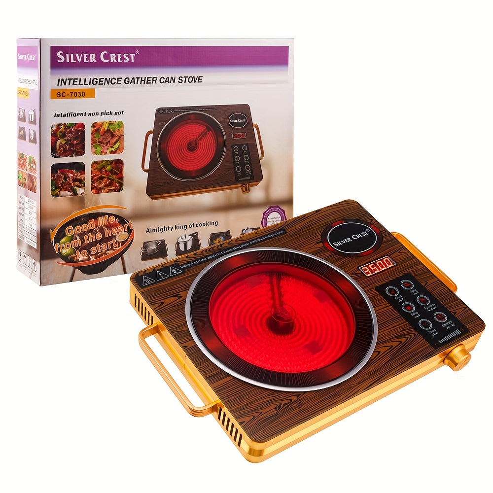 2200W-3500W Induksion pechka, sensorli boshqaruv paneli bilan, ultra yupqa alyuminiy asos, past shovqinli issiq plita, 4 soatlik taymer, pishirish uchun shisha pechka - Evropacha portativ elektr pechka