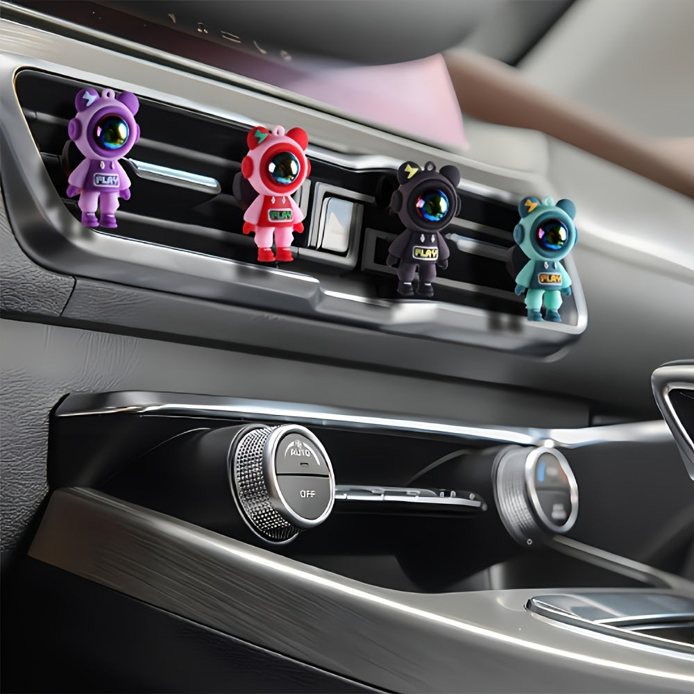Car Interior Decoration Accessories – Astronaut Bear Air Freshener Vent Clip, 1 or 4 Pack
