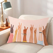 Single-Side Print Hand Gesture Cushion Cover Polyester Blend 30x50 cm for Sofa and Home Decor