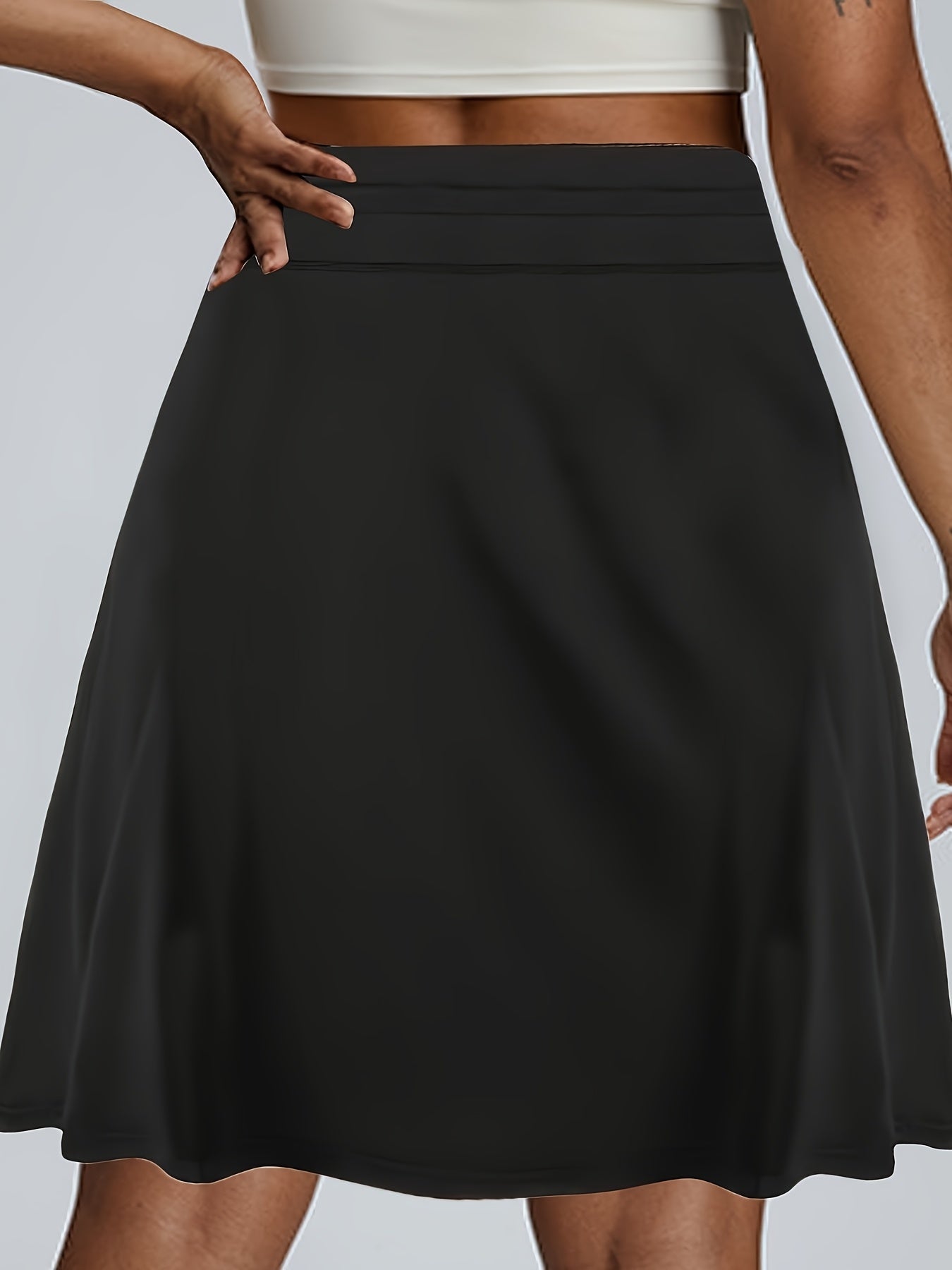 Plus Size Women's High-Waisted A-Line Skirt Shorts with Pockets Abstract Print Stretchy Fabric