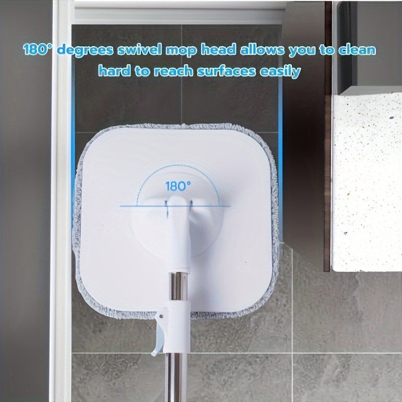 Juego de fregona y cubo rotatorio con escurridor, separación húmedo y seco, diseño cuadrado