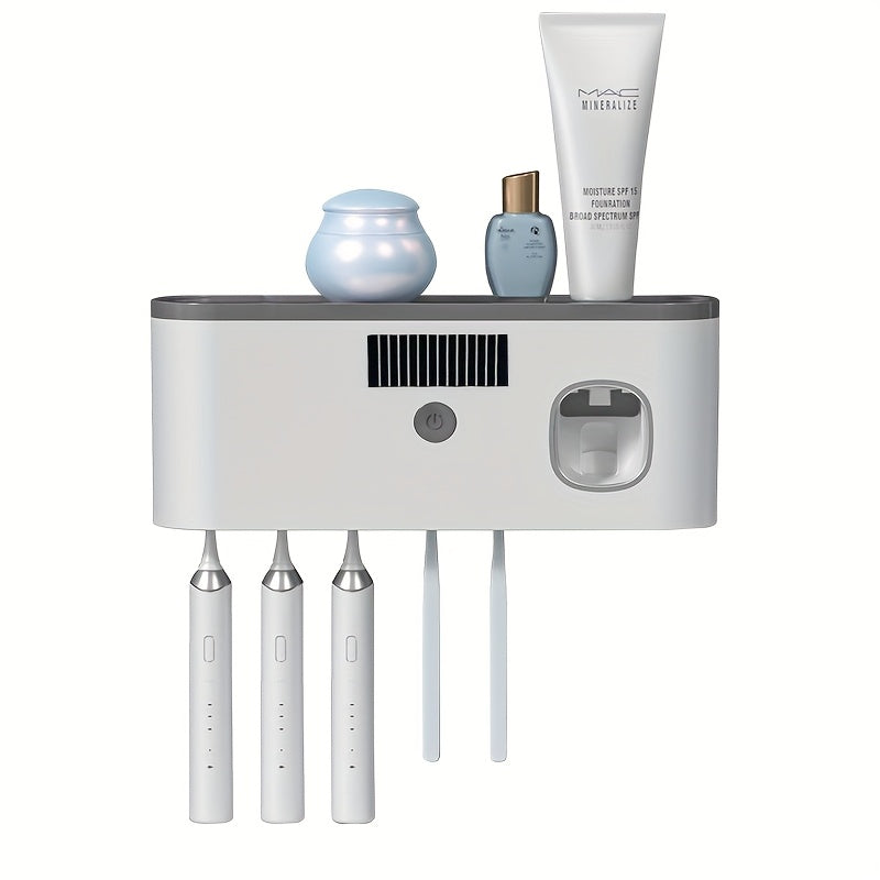 Умный настенный дезинфектор для зубных щеток с диспенсером и отсекми для хранения