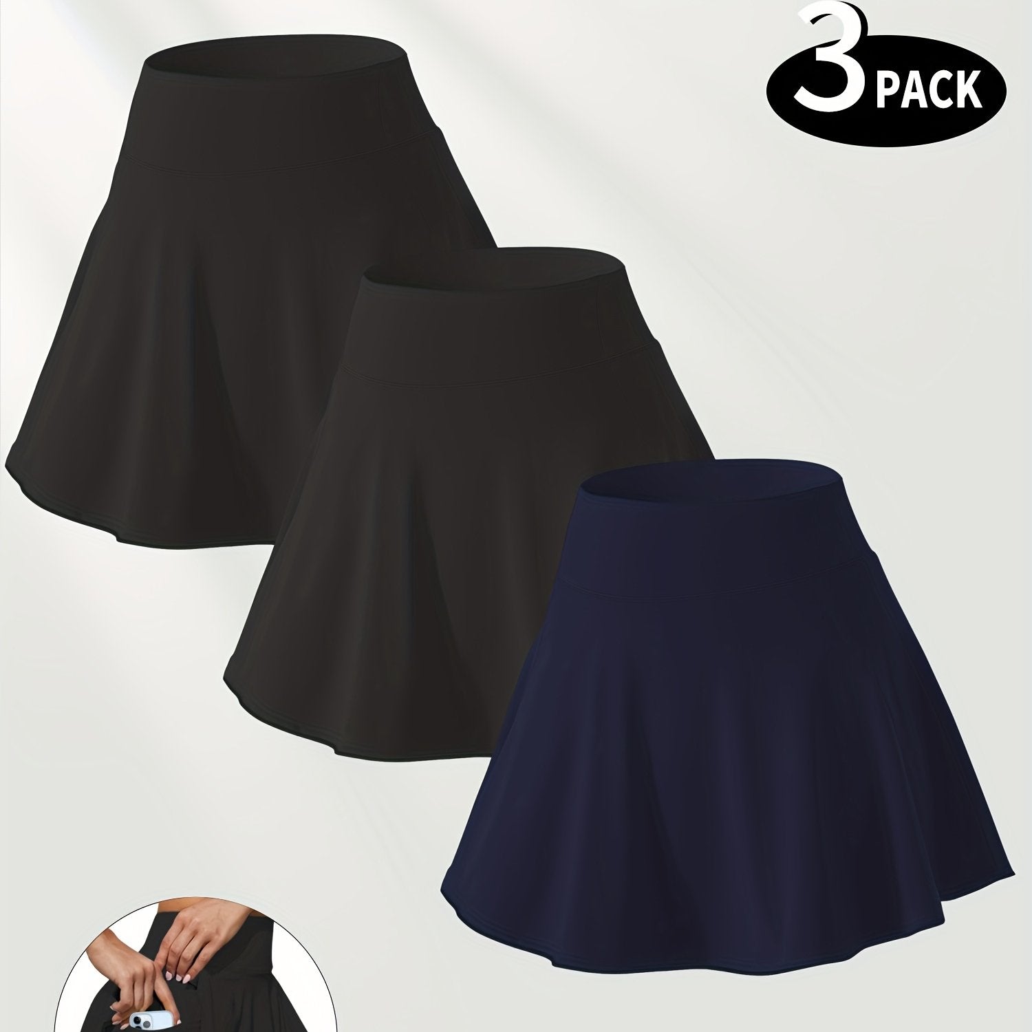 Plus Size Tennis Skort With Pockets Set For Spring Summer