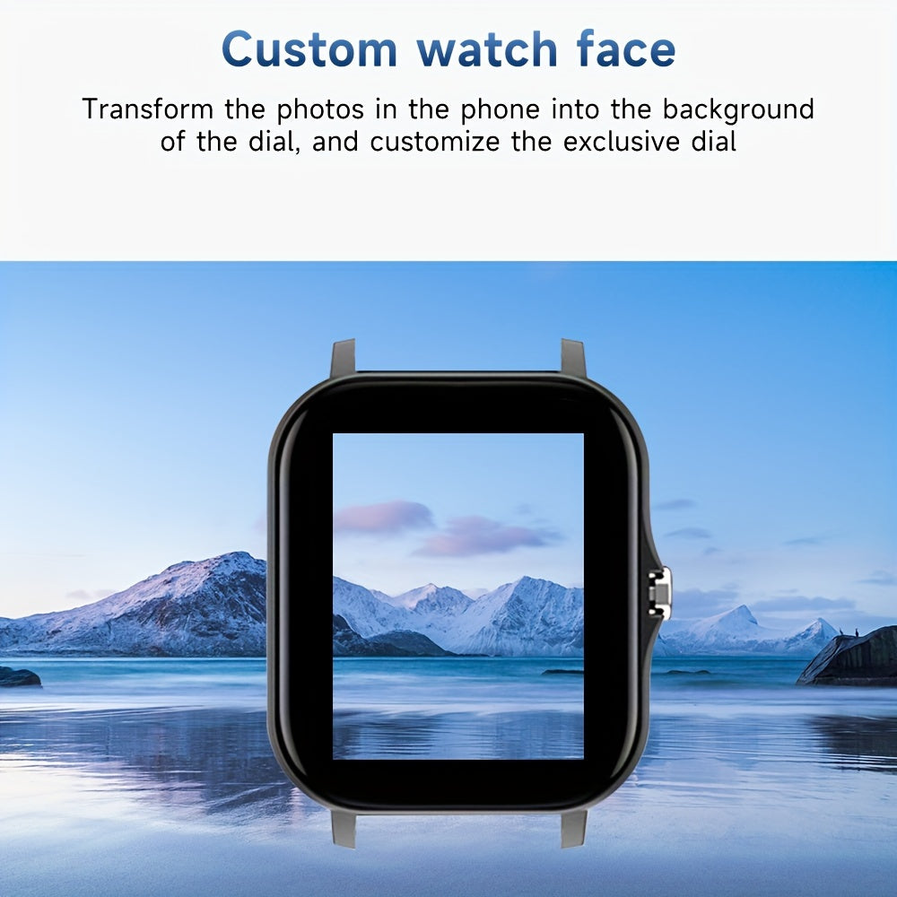Sports Smart Watch 3.66cm Digital Display Wireless Calling Sports Modes Sedentary Reminder Weather Message Alerts Stainless Steel Square Case