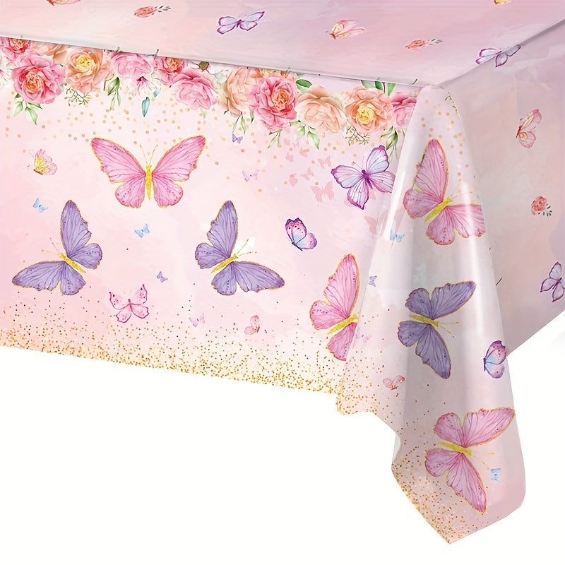 Pink Butterfly Disposable Tablecloth for Weddings Baby Showers and Parties