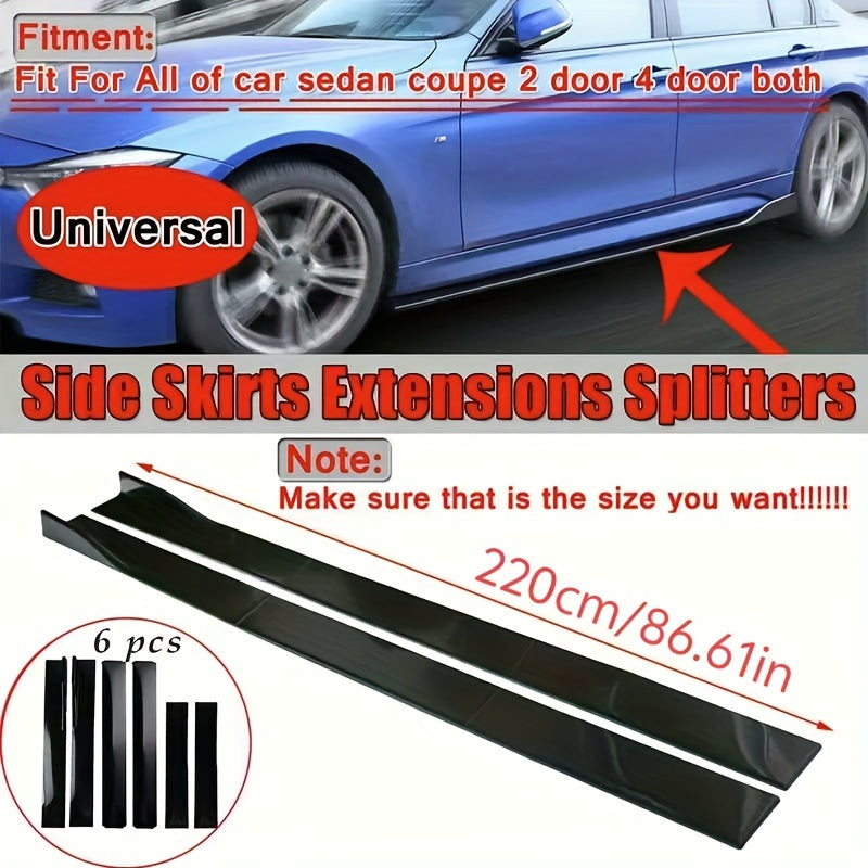Универсальные расширения боковых порогов автомобиля 219.96см, легкая установка, улучшение внешнего вида