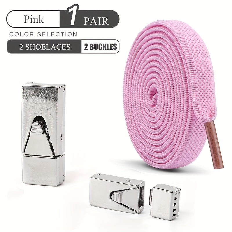 Unisex Elastic Shoelaces Set with Buckles for Sneakers and Canvas Shoes