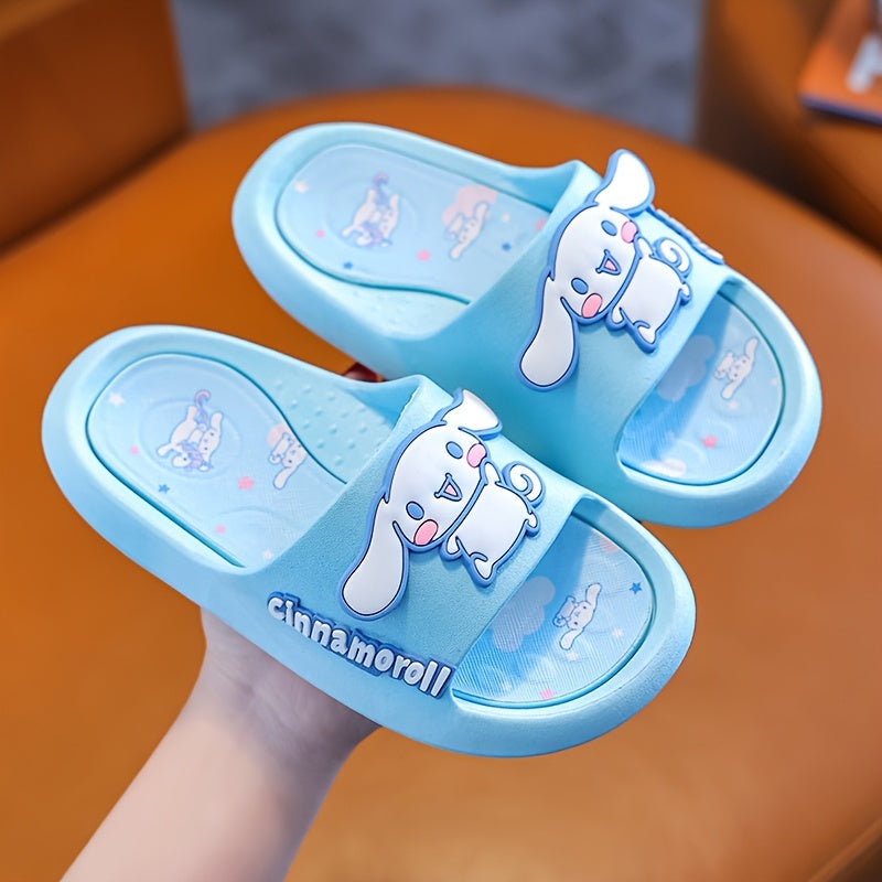 Girls' Pink PVC Slippers Non-Slip Indoor Slides Cartoon Design for Spring Summer