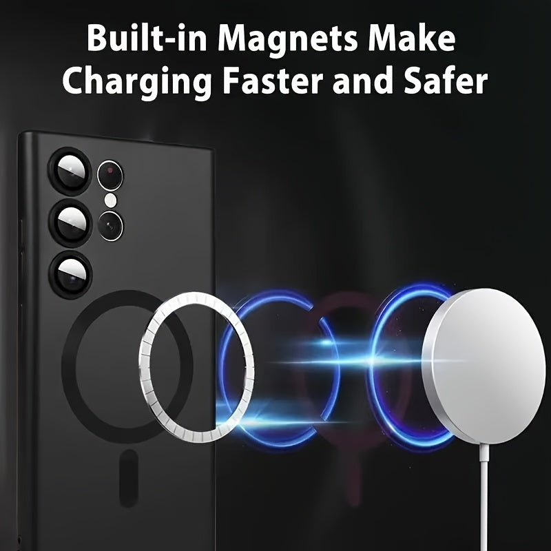 Matte Magnetic Wireless Charging Case for Galaxy Devices with TPU Camera Lens Protection