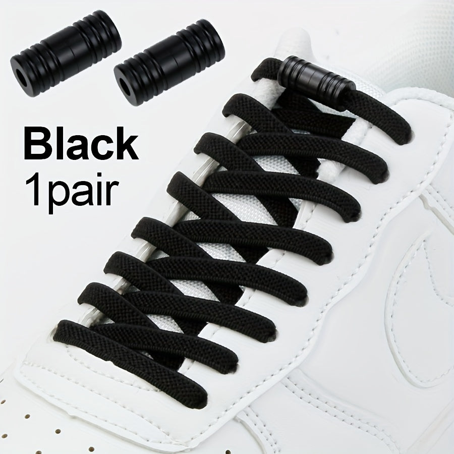 Unisex Nylon No-Tie Shoelaces with Adjustable Metal Buckles 1 Pair