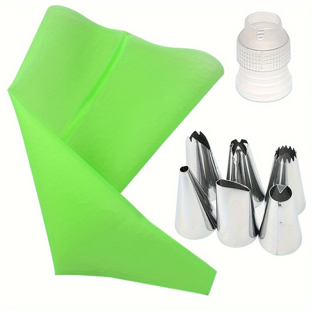 Tort bezak uchun zanglamaydali po'latdan yasalgan uchuvchi nozzalar va pirojnoe sumkasi bilan 8 ta to'plam