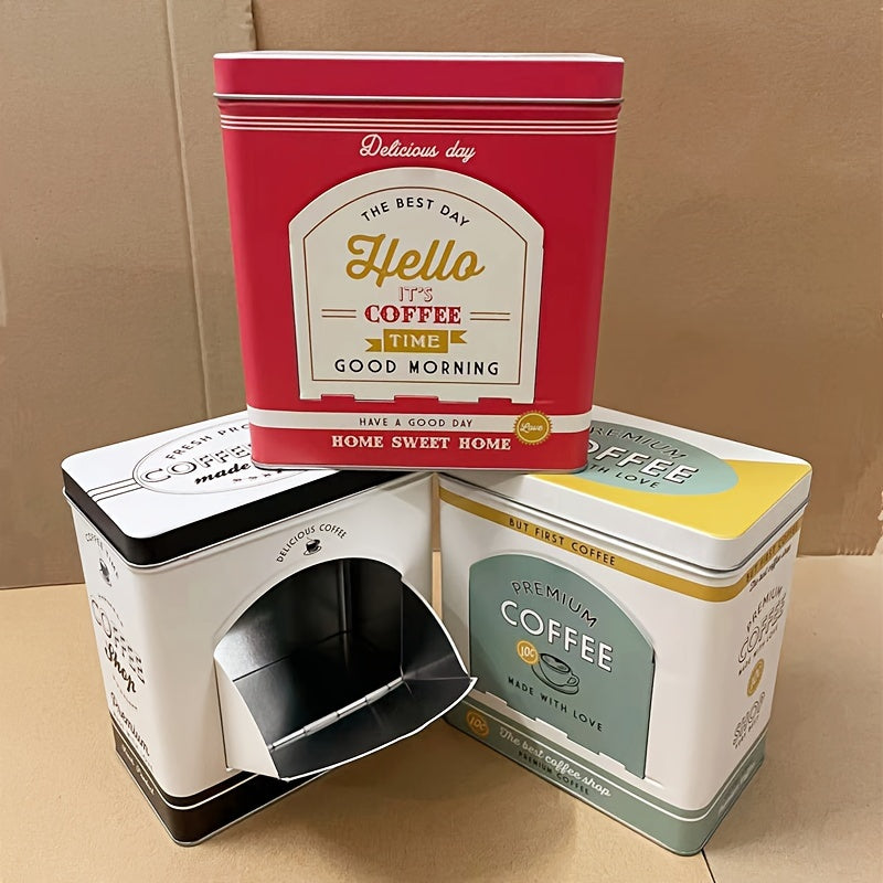 Vintage Metal Coffee Tin Can Dispenser Rectangular Organizer for Home Office