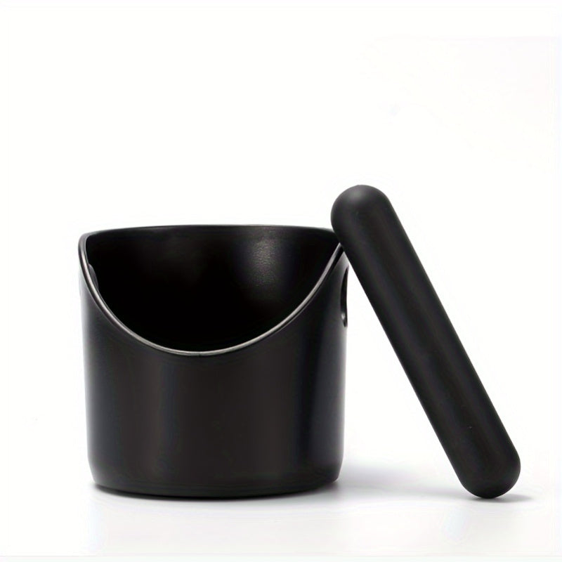 Black Non-Slip Coffee Tamping Box with Removable Strike Rod and Dust Bin