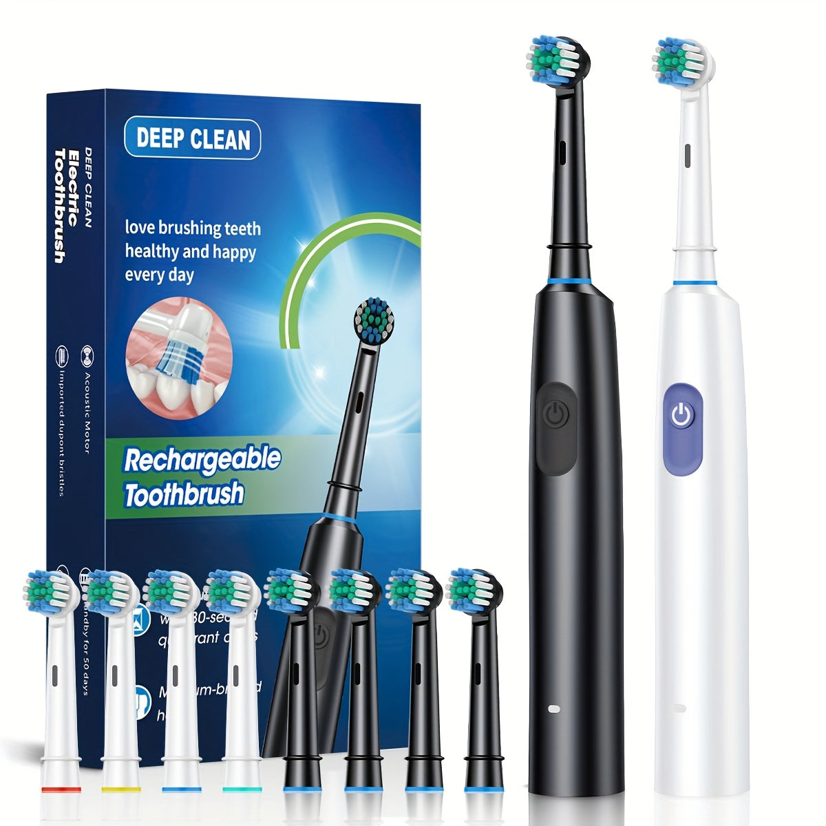 Automatic Rechargeable Electric Toothbrush for Adults Black with 5 Modes