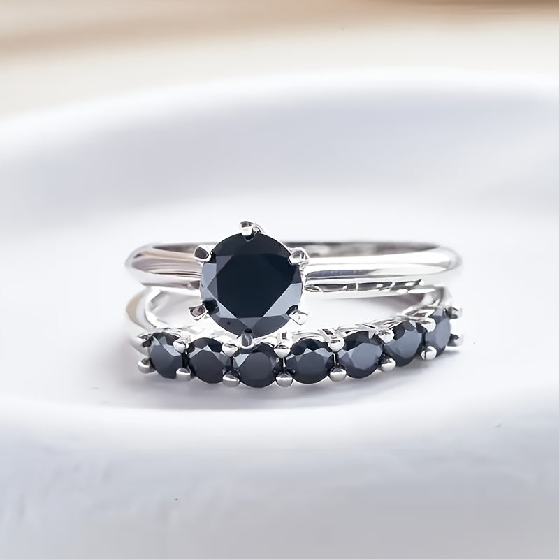 Sterling Silver to'y uzuklar to'plami 1.7CT Moissanite Fransuz uslubidagi yubiley uzuklari