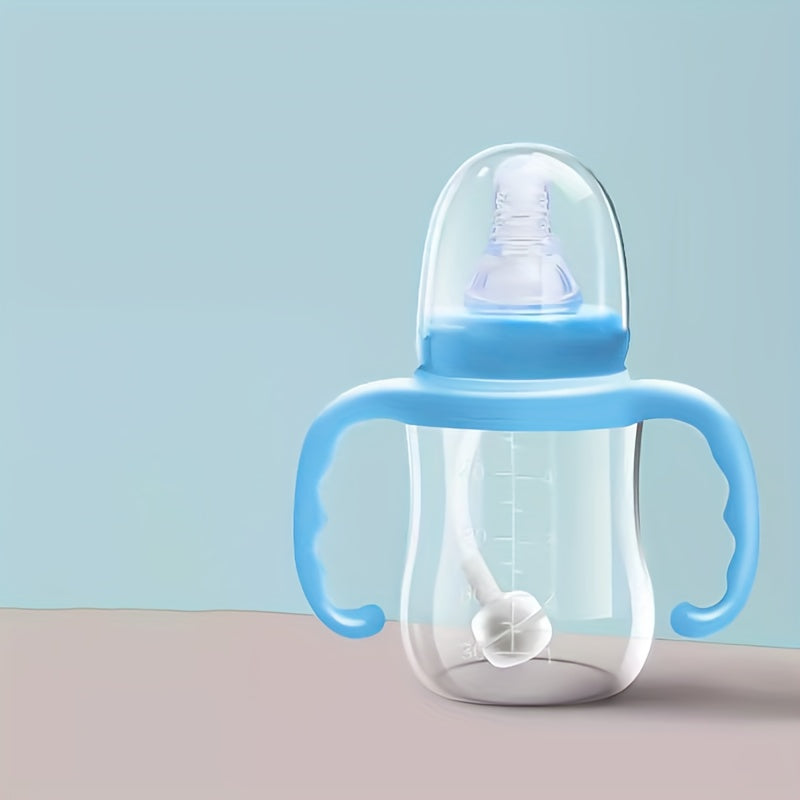 Infant and Toddler Baby Bottle 0-3 Years Wide Caliber Drop and Heat Resistant Silicone Nipple Blue or Pink