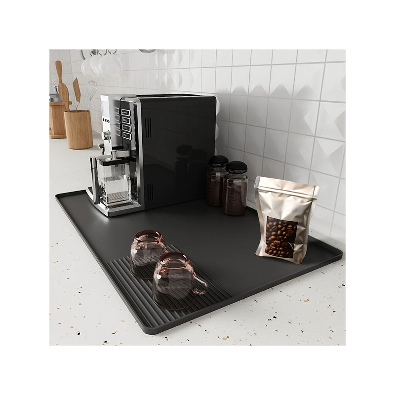 Silicone Coffee Bar Mat Black 59.94cm x 39.88cm Countertop Protector