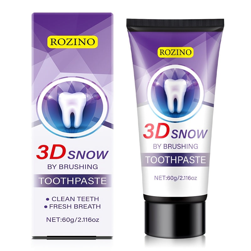 3D Snow Brushing Toothpaste Purple Gentle Cleansing Fresh Breath Whitening Travel-Friendly