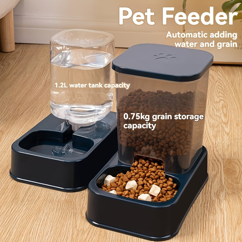 Self-Feeder and Water Dispenser Set for Cats Durable Plastic Automatic Feline Food and Water Dispenser