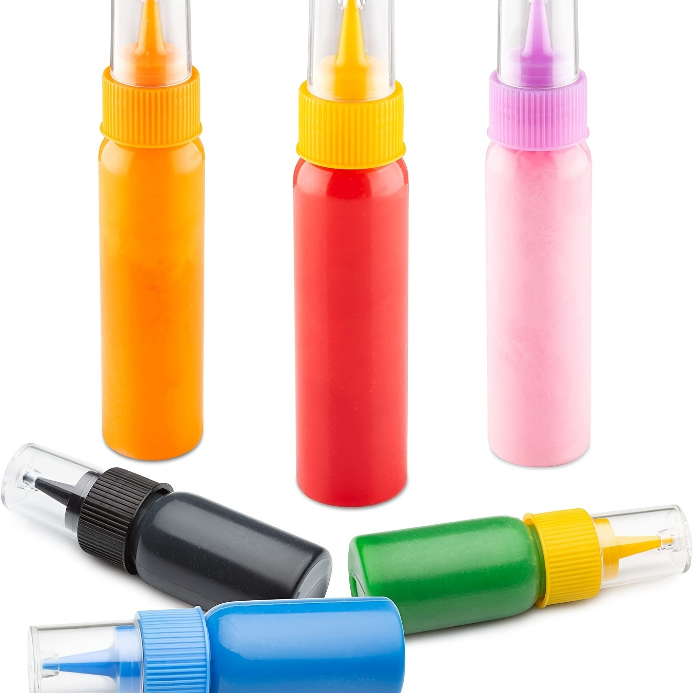 Set of 6 Assorted Color Easy Squeeze Applicator Bottles for Cooking and Crafts