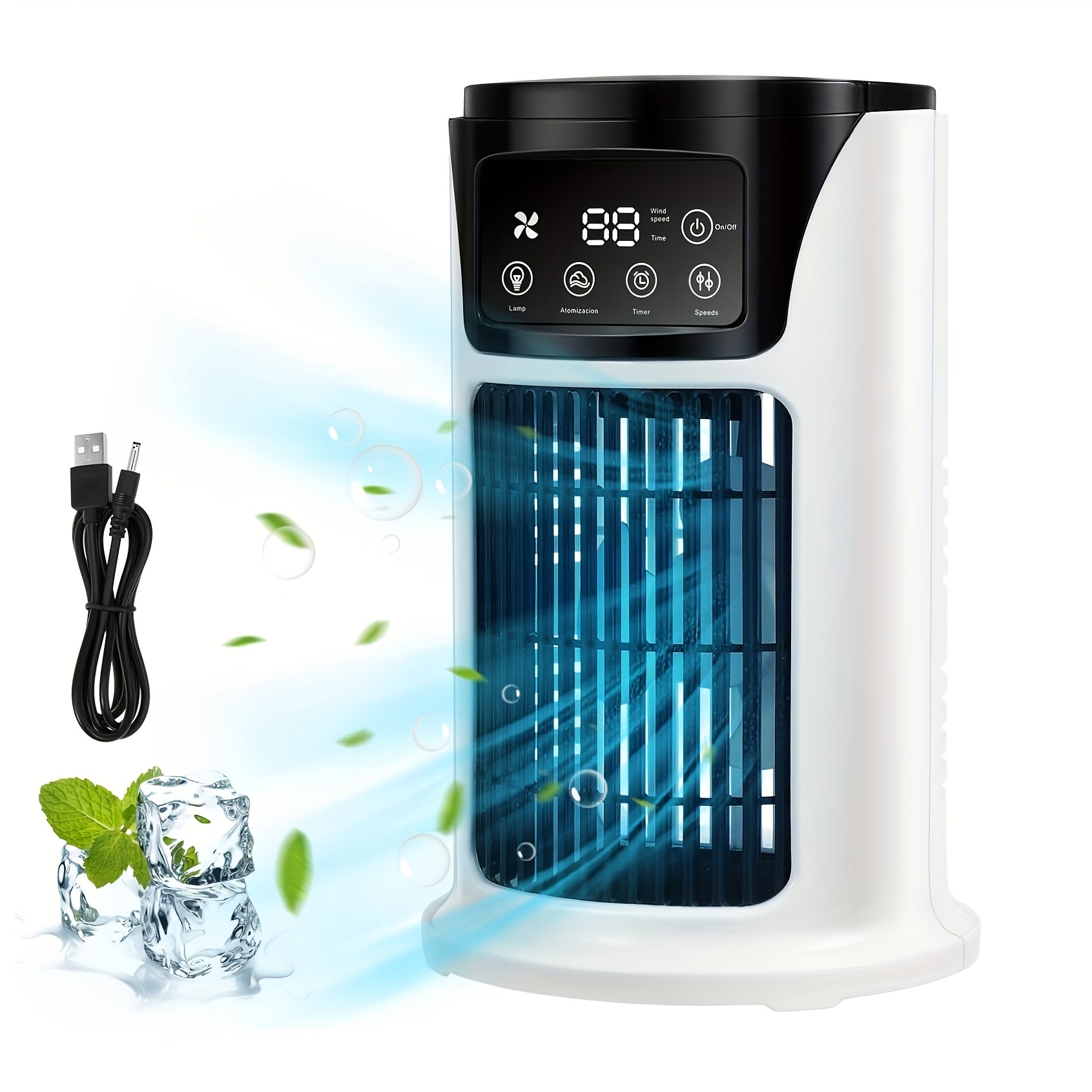 Portable 3-in-1 Air Conditioner Humidifier Fan with Digital Display for Home Office