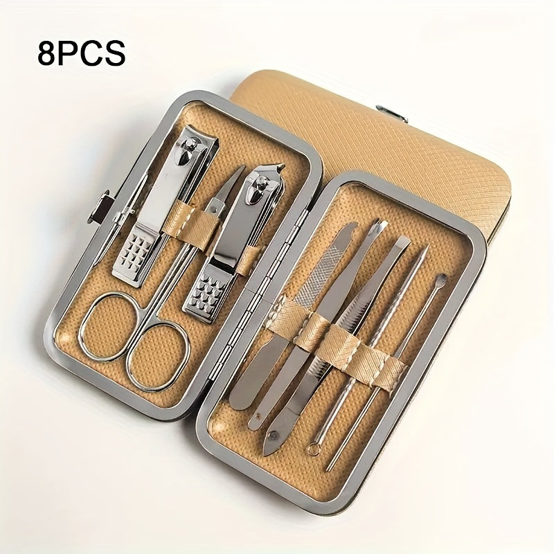 Set of 8 or 19 Stainless Steel Nail Clipper and Manicure Tools for Foot and Nail Care