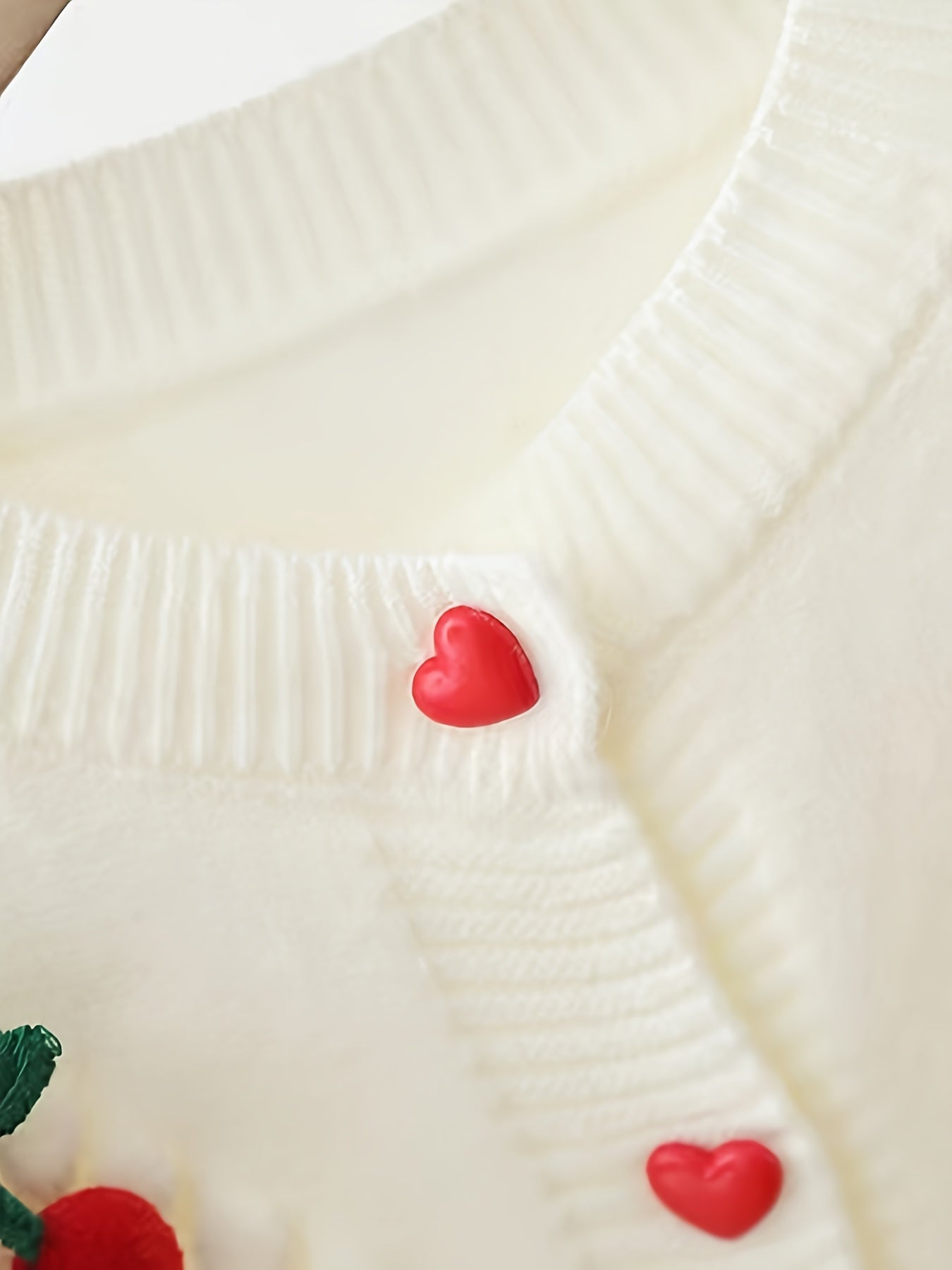 Girls Baby Sweater Jacket Autumn Winter Cherry Pattern Knit Crew Neck 0-3 Years