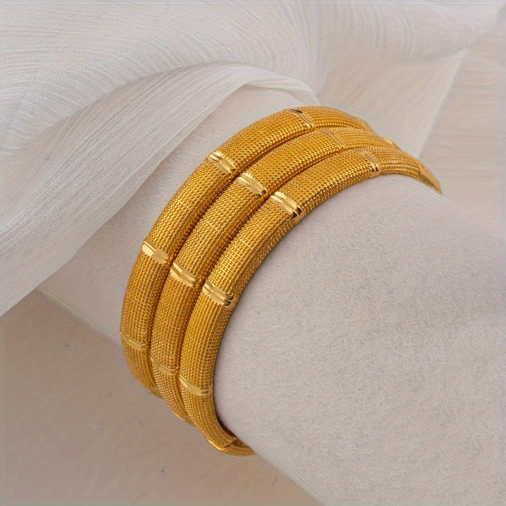 Gold-Toned Copper Open Bangle Bracelet Set for Women Stylish and Versatile Jewelry