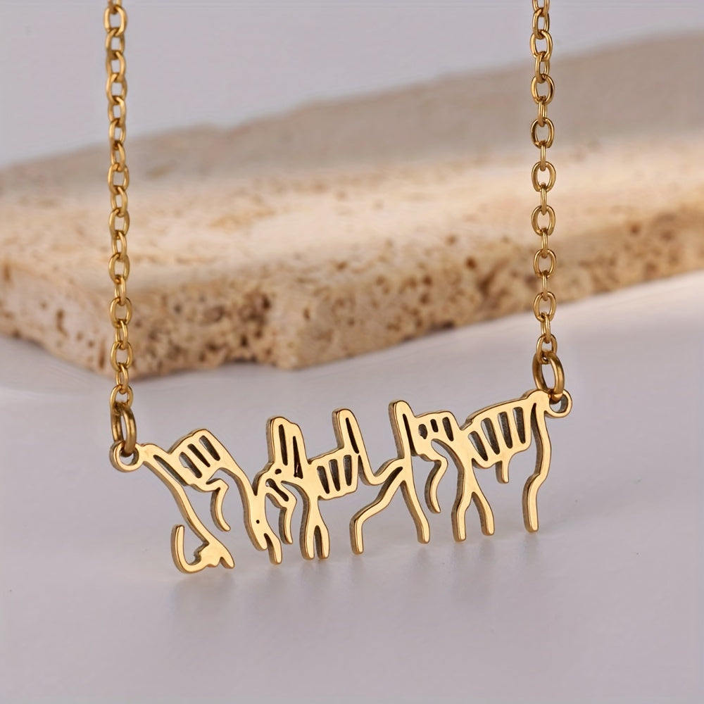 Персонализированное ожерелье с именем на жестовом языке, подвеска из нержавеющей стали с индивидуальным дизайном жеста, элегантное украшение для шеи для женщин, идеально подходит для повседневной носки и в качестве подарка.