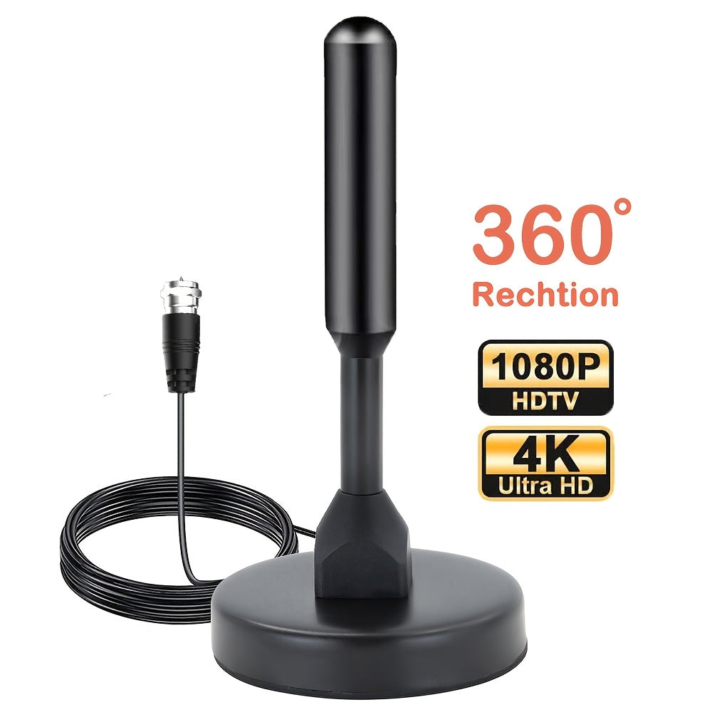 Indoor Digital TV Antenna 2025 Upgraded Magnetic Base 360° Long-Range Reception