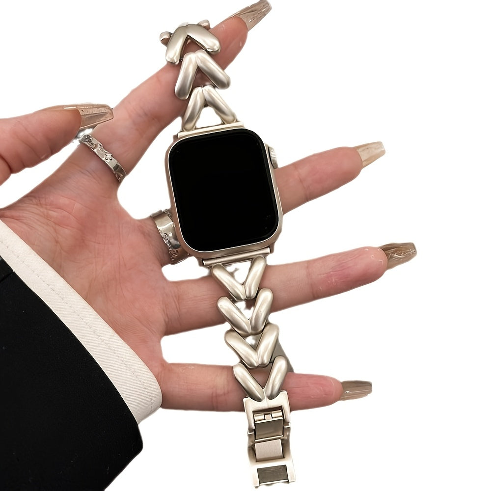 Металлический ремешок для часов с узором «елочка» для Apple Watch 38мм-45мм Совместим с Series Ultra SE 9/8/7/6/5/4/3/2/1