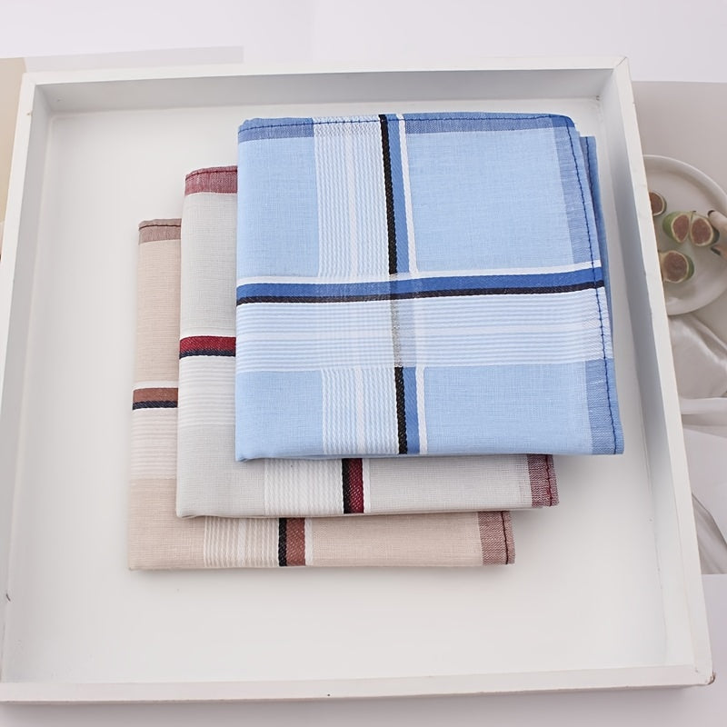 Men's Vintage Handkerchiefs Set of 3 Soft Thin Sweat-Absorbing Pocket Accessories