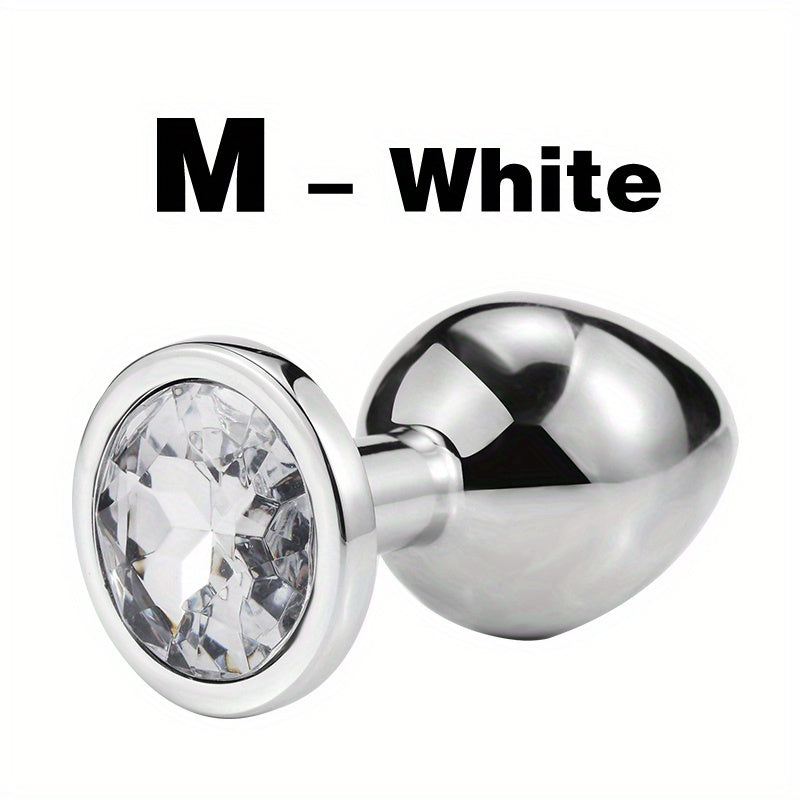 Adult Metal Anal Plug Butt Plug with Gem Base, Couples Sex Toy