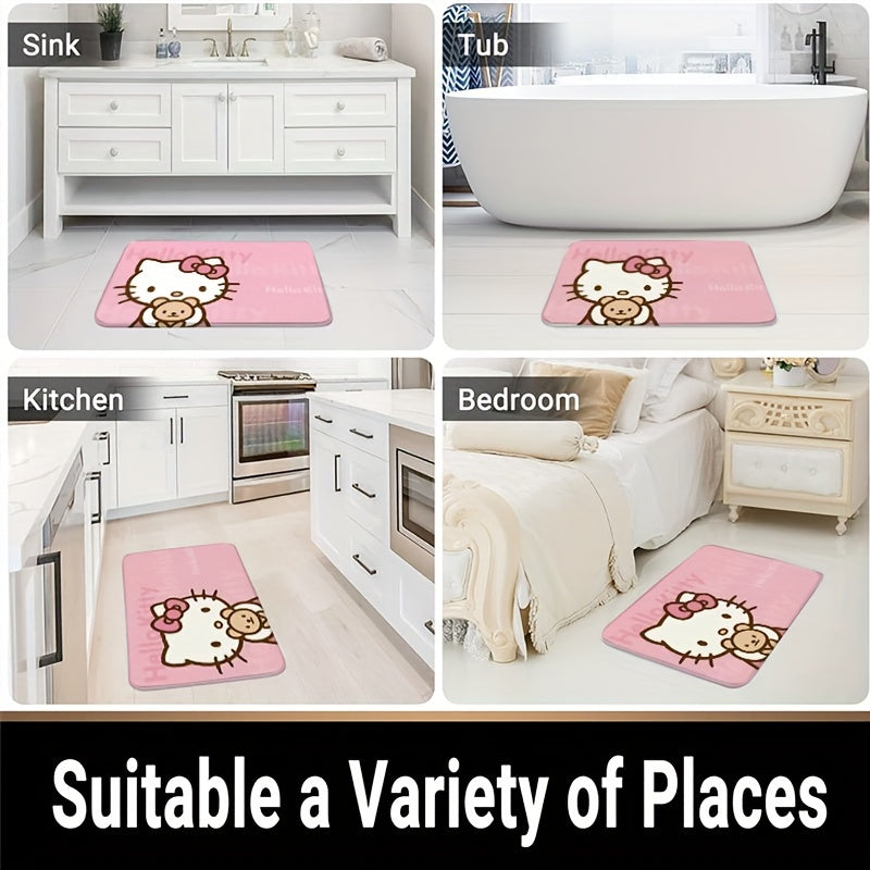 Cute Cartoon Door Mat Non-Slip Machine Washable Polyester Rug for Living Room Bedroom Bathroom