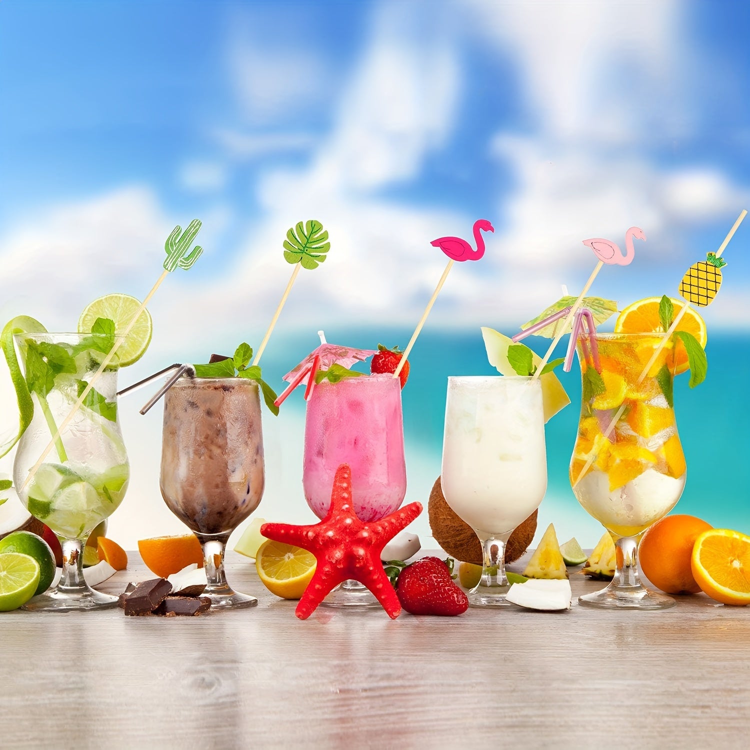 Заколки для коктейлей Pearl Flamingo длиной 11,94 см для закусок и фруктов, набор