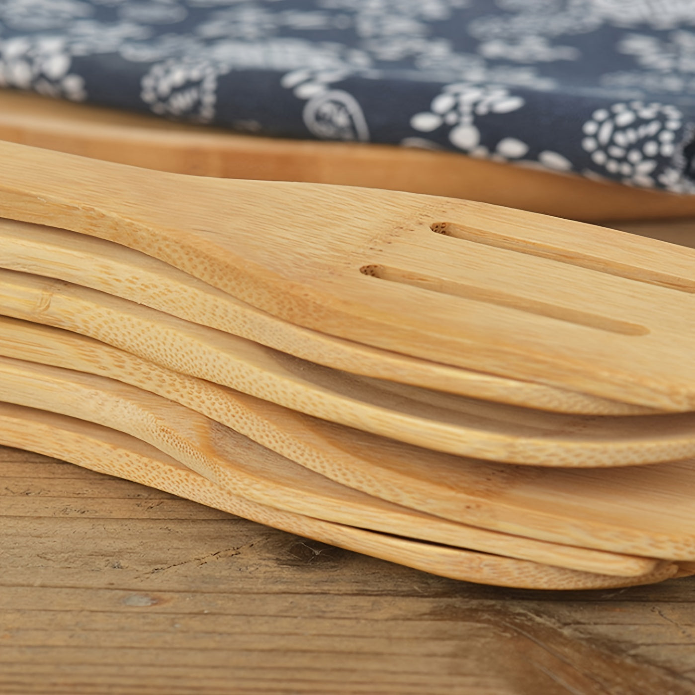 Juego de 6 utensilios de cocina de bambú con cucharas y espátulas de madera para utensilios antiadherentes