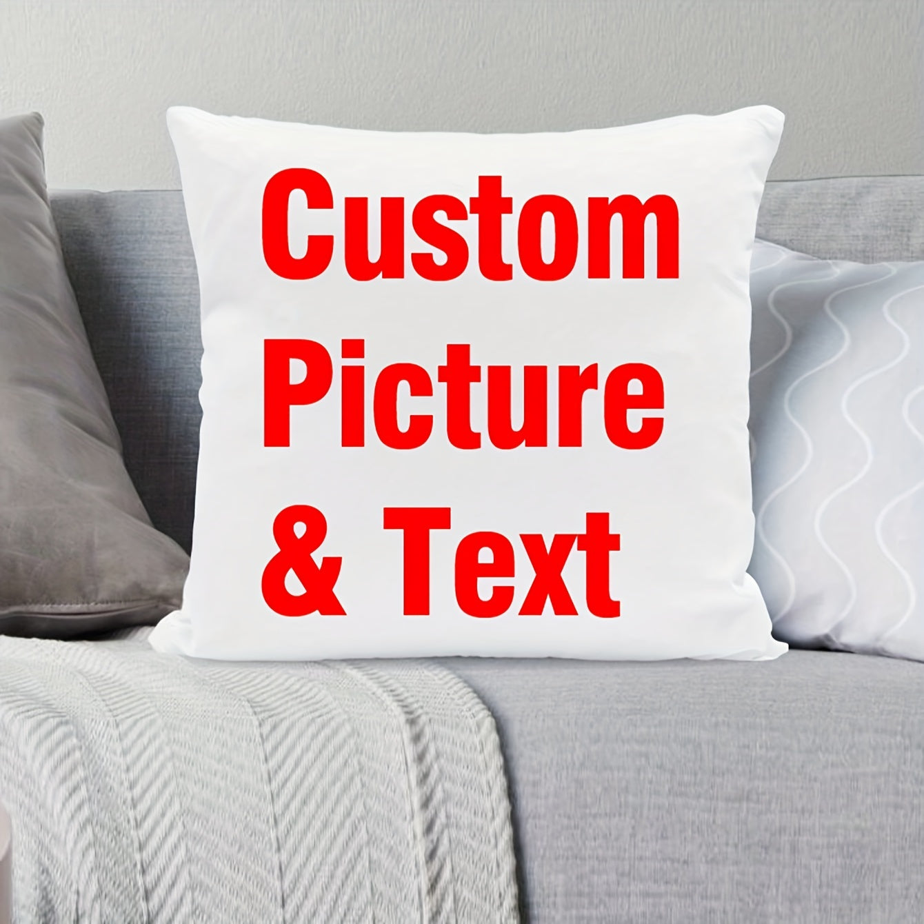 Personalized Pet Photo Throw Pillow Cover Soft Knitted Cozy Home Decor Gift