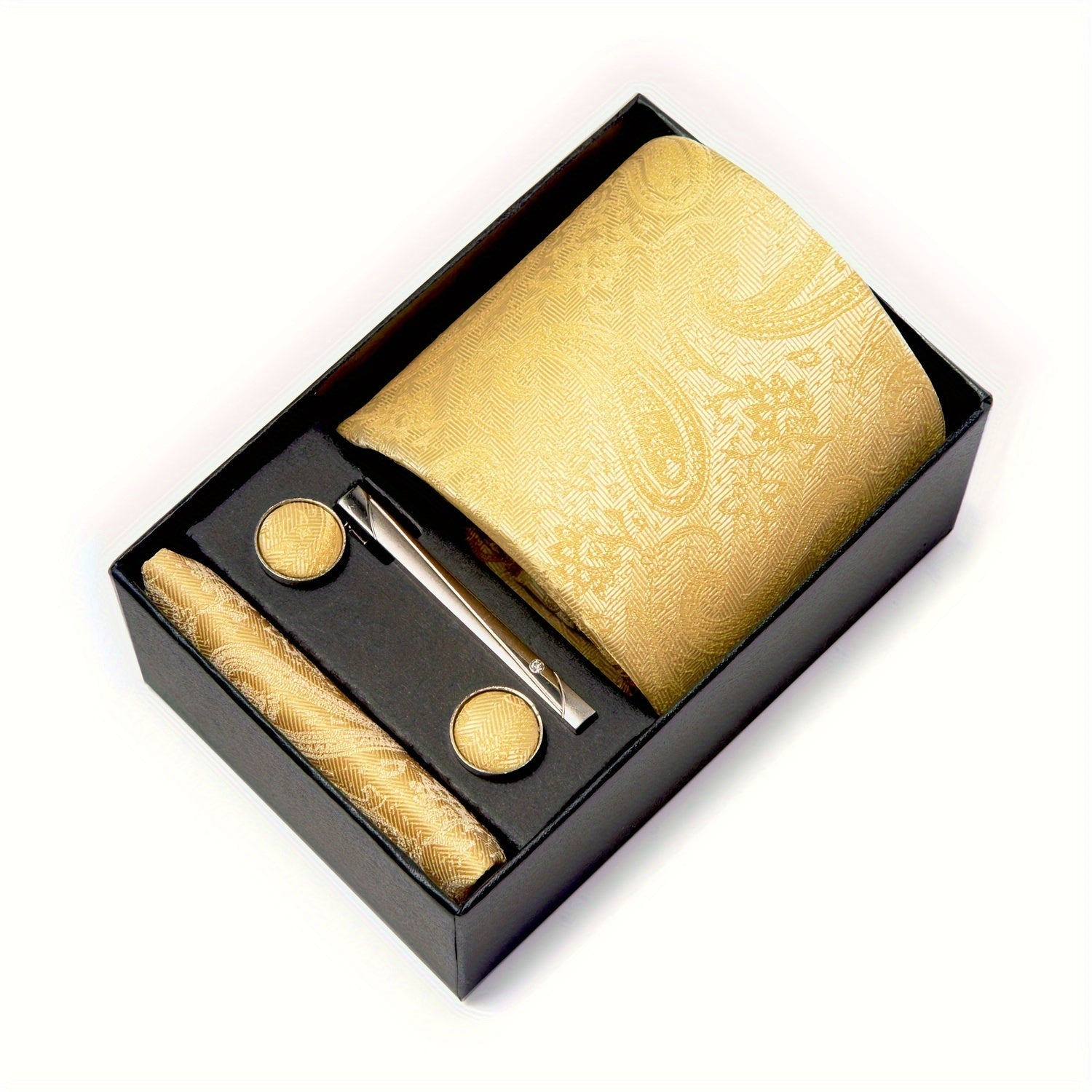 Conjunto de corbata para hombre con pañuelo y gemelos para bodas y regalos, longitud de la corbata 7.5 cm