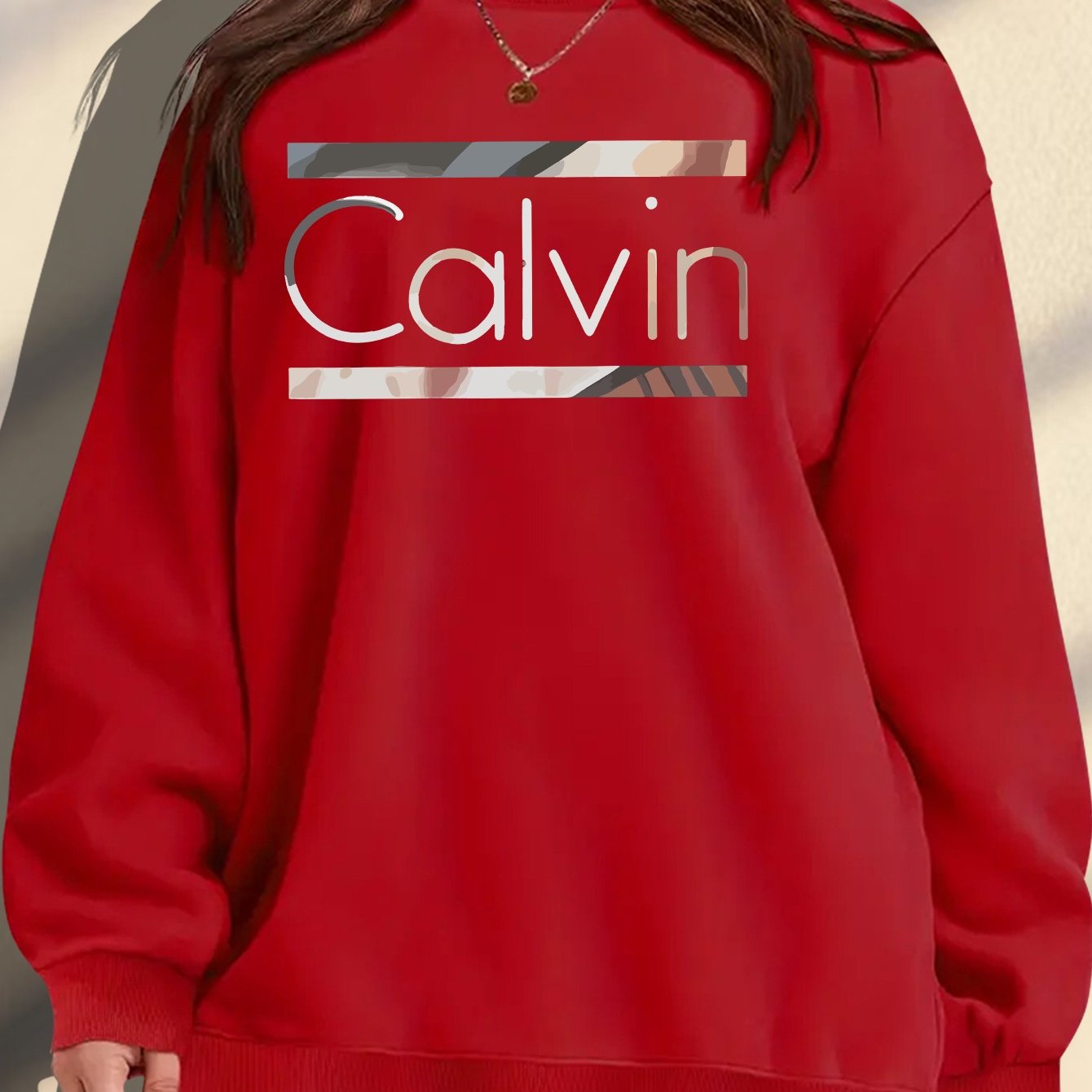 Plus Size Women's Crew Neck Sweatshirt Light Blue Relaxed Fit Knit