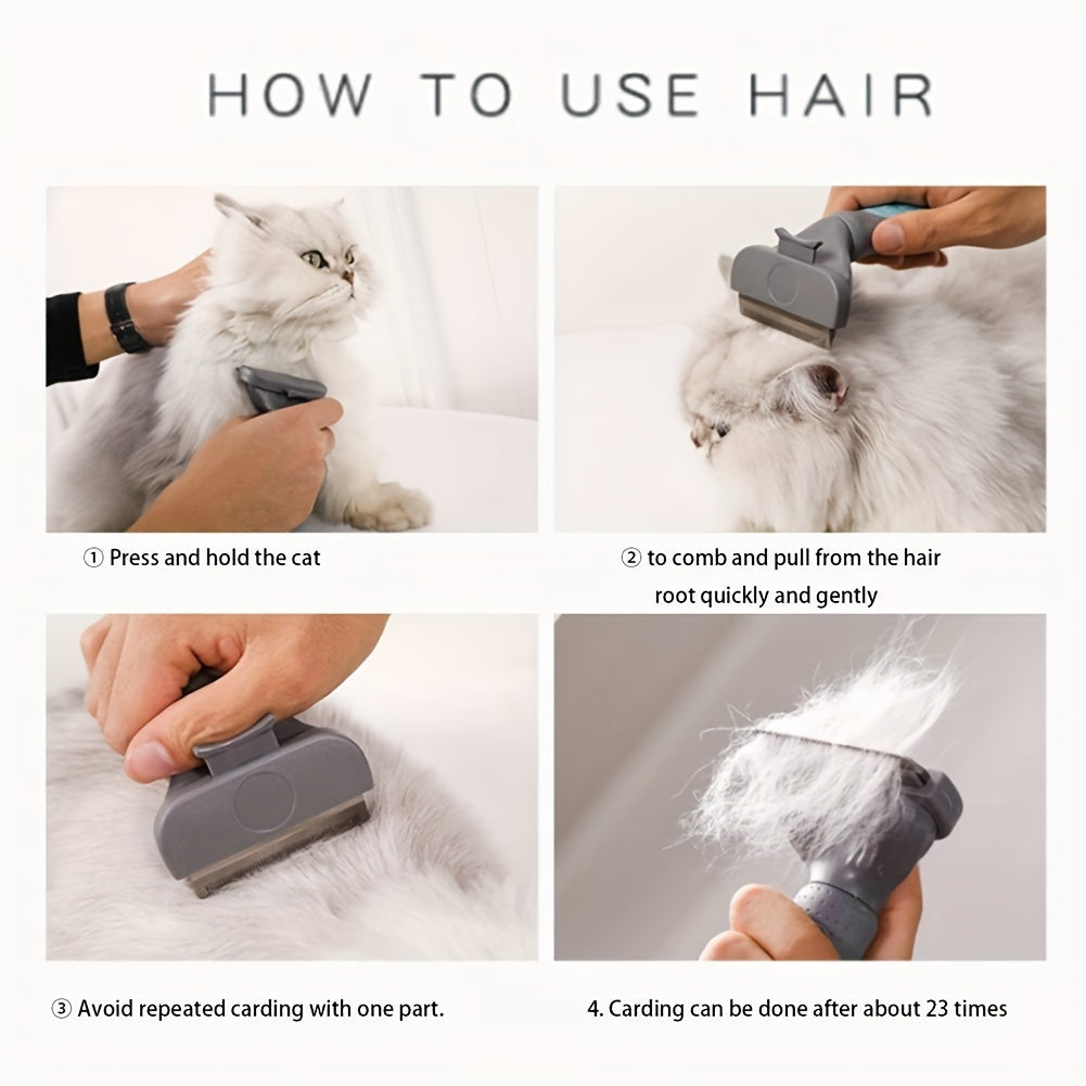 2-in-1 Stainless Steel Pet Grooming Brush for Dogs and Cats Self-Cleaning Dual-Function