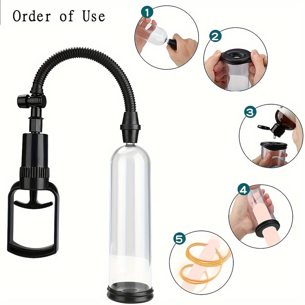Men Penis Pump Vacuum System with Sleeves, Adjustable, Realistic Shaft