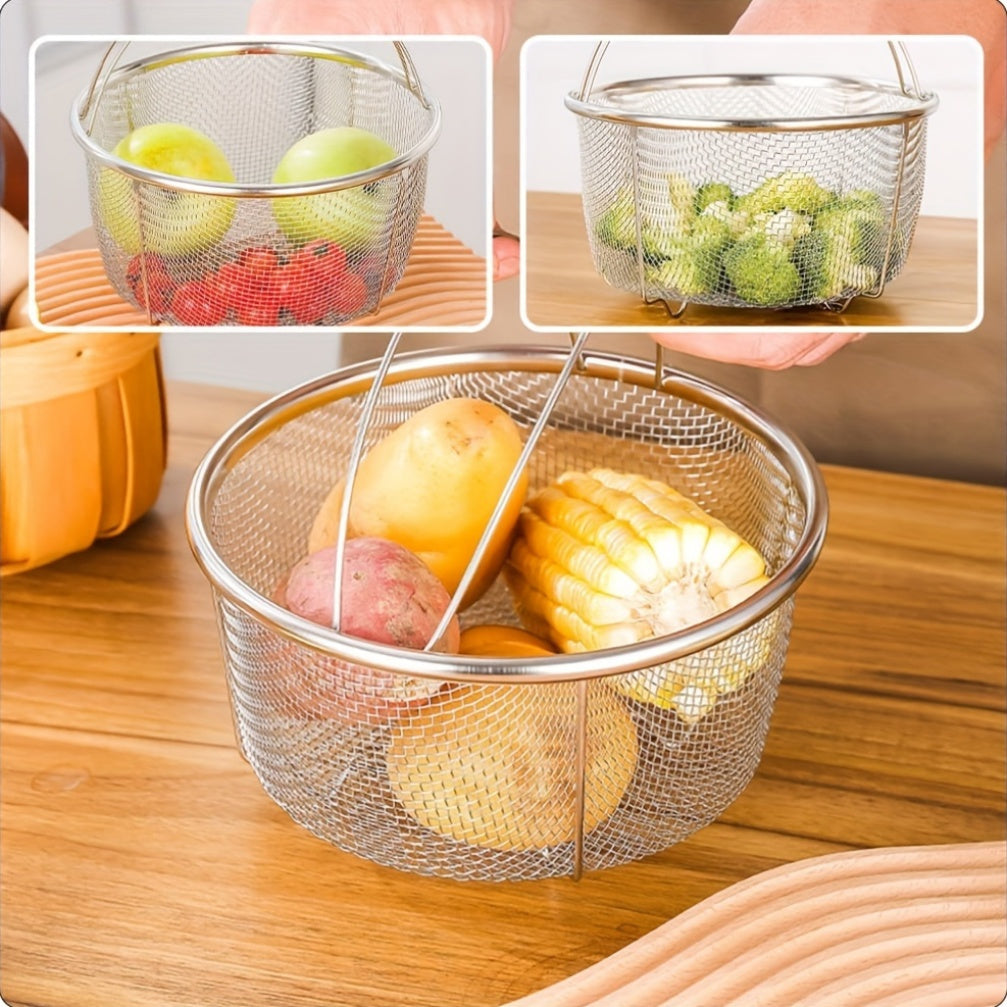 Qattiq po'latdan yasalgan tarmoq savat, tutash va dengiz mahsulotlarini bug'lash va suyuqlikdan chiqarish uchun tutqich bilan