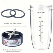 32oz Blender Cup and Blade Replacement Parts Set with Gaskets for High-Speed Blenders