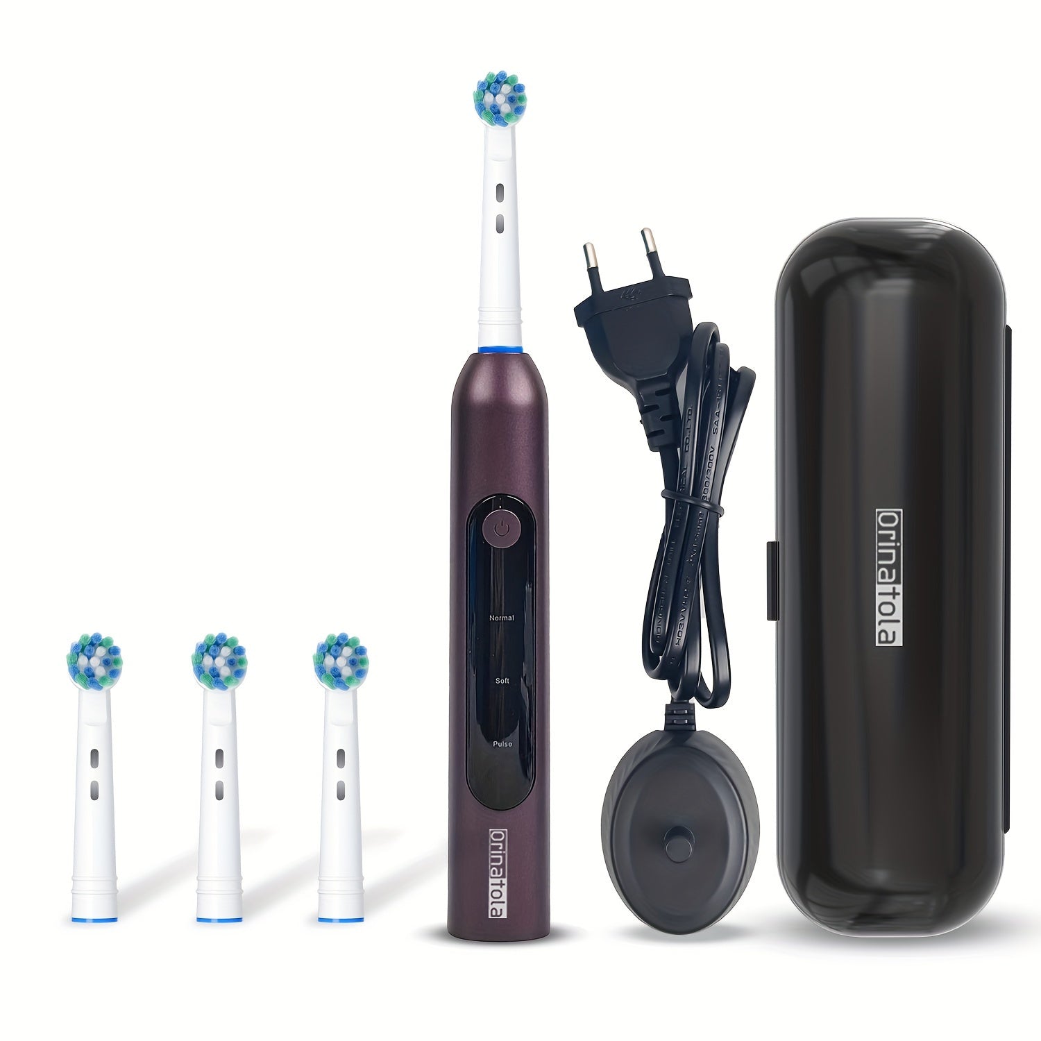 Cepillo de dientes eléctrico para adultos con 3 modos, batería recargable, estuche de viaje