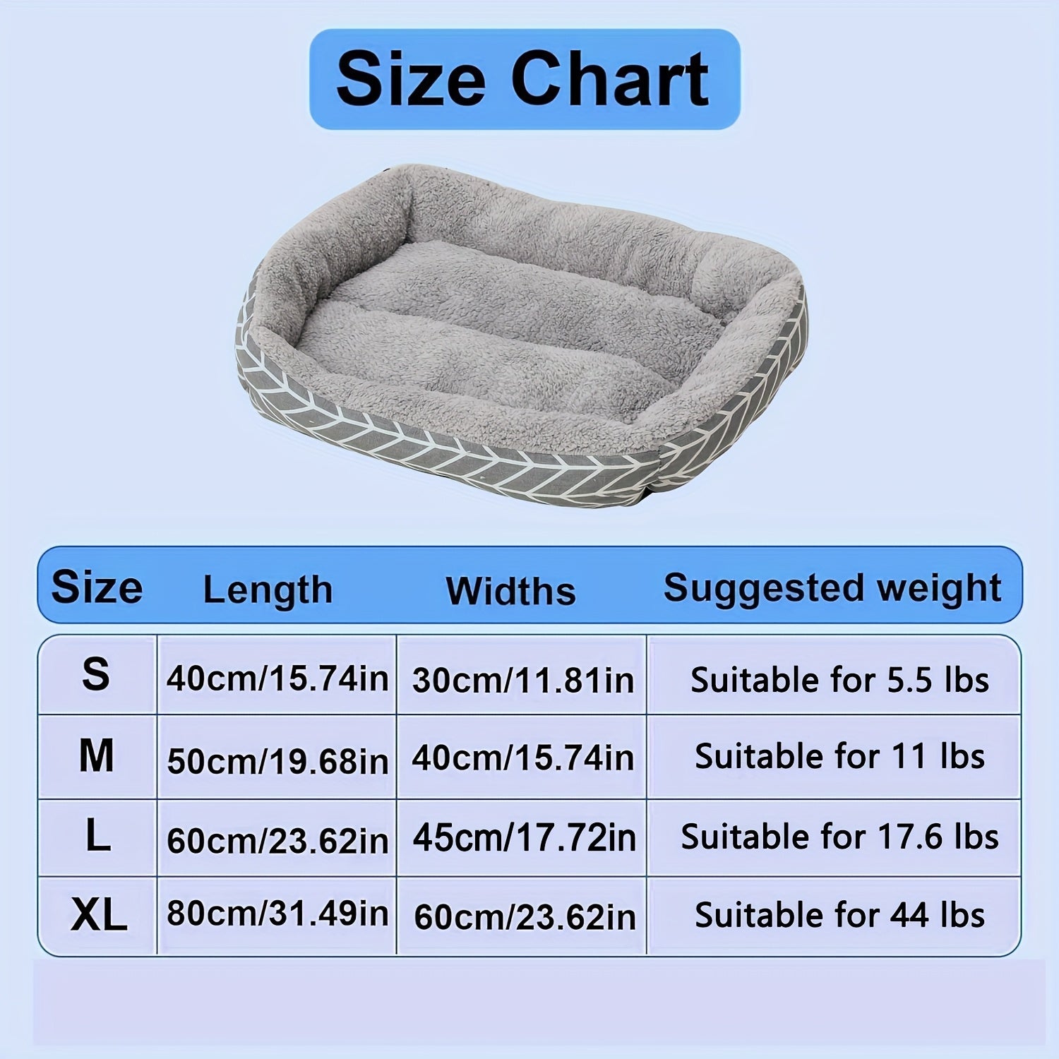 Pet Bed Small Dogs Cats Argyle Polyester Non-Slip Waterproof Grey