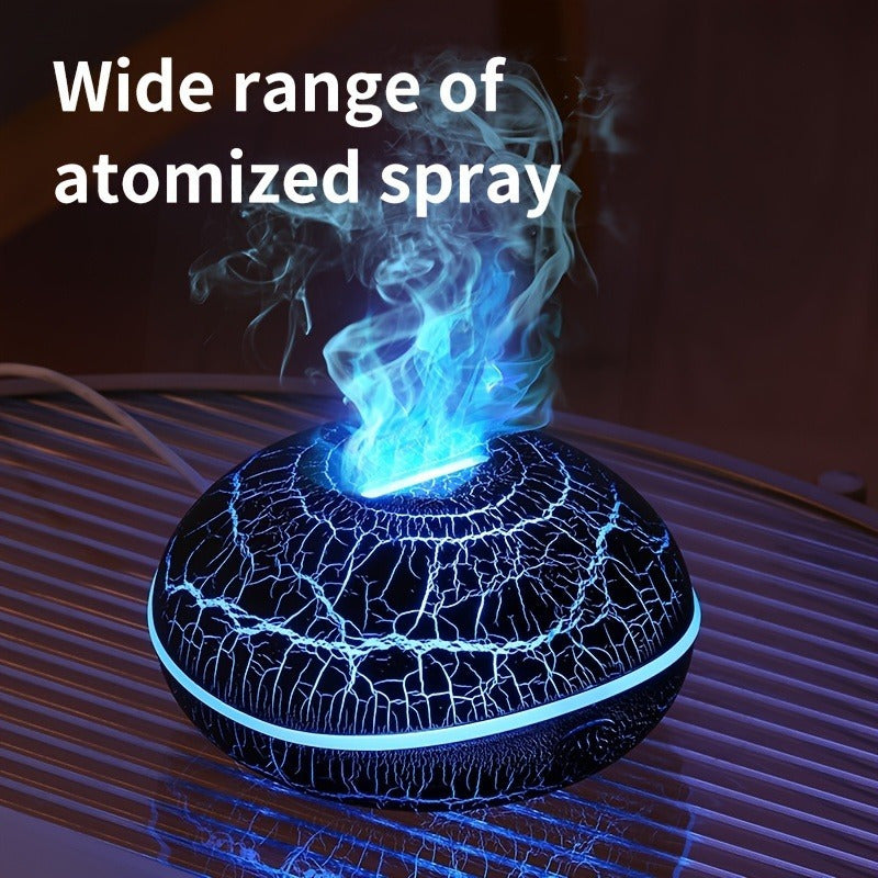 Simulated Flame Crack Humidifier USB Oil Diffuser Seven Colors Light